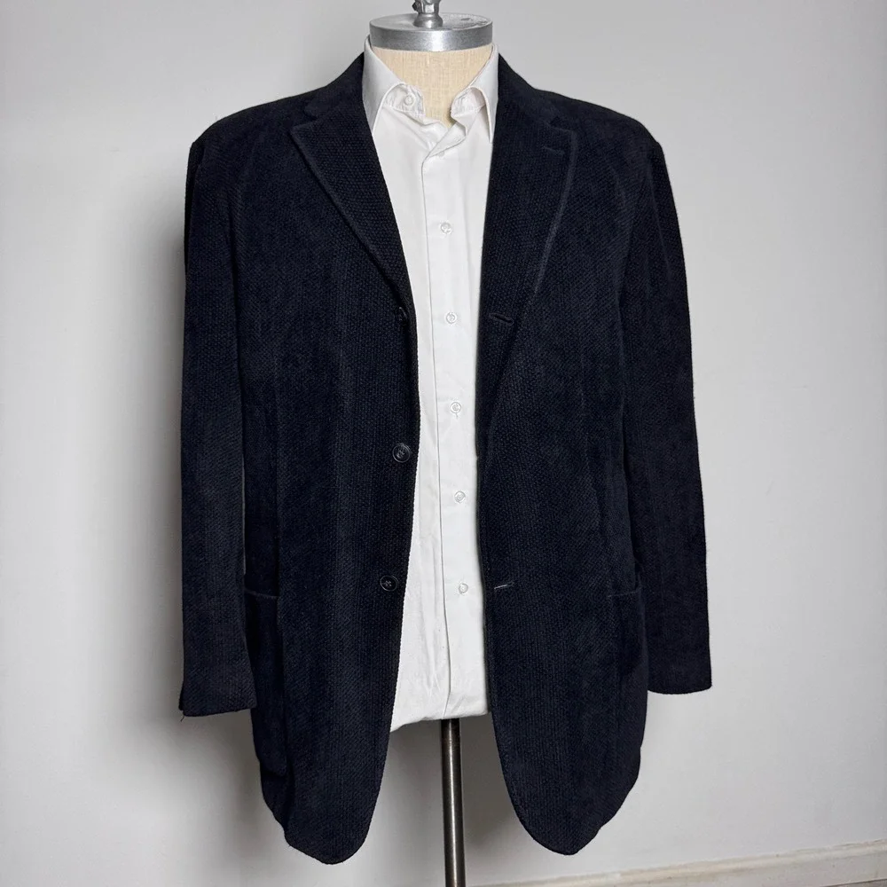 Pronto‎ Uomo Blazer Mens XXL Charcoal Gray Solid Textured Knit 3-Button